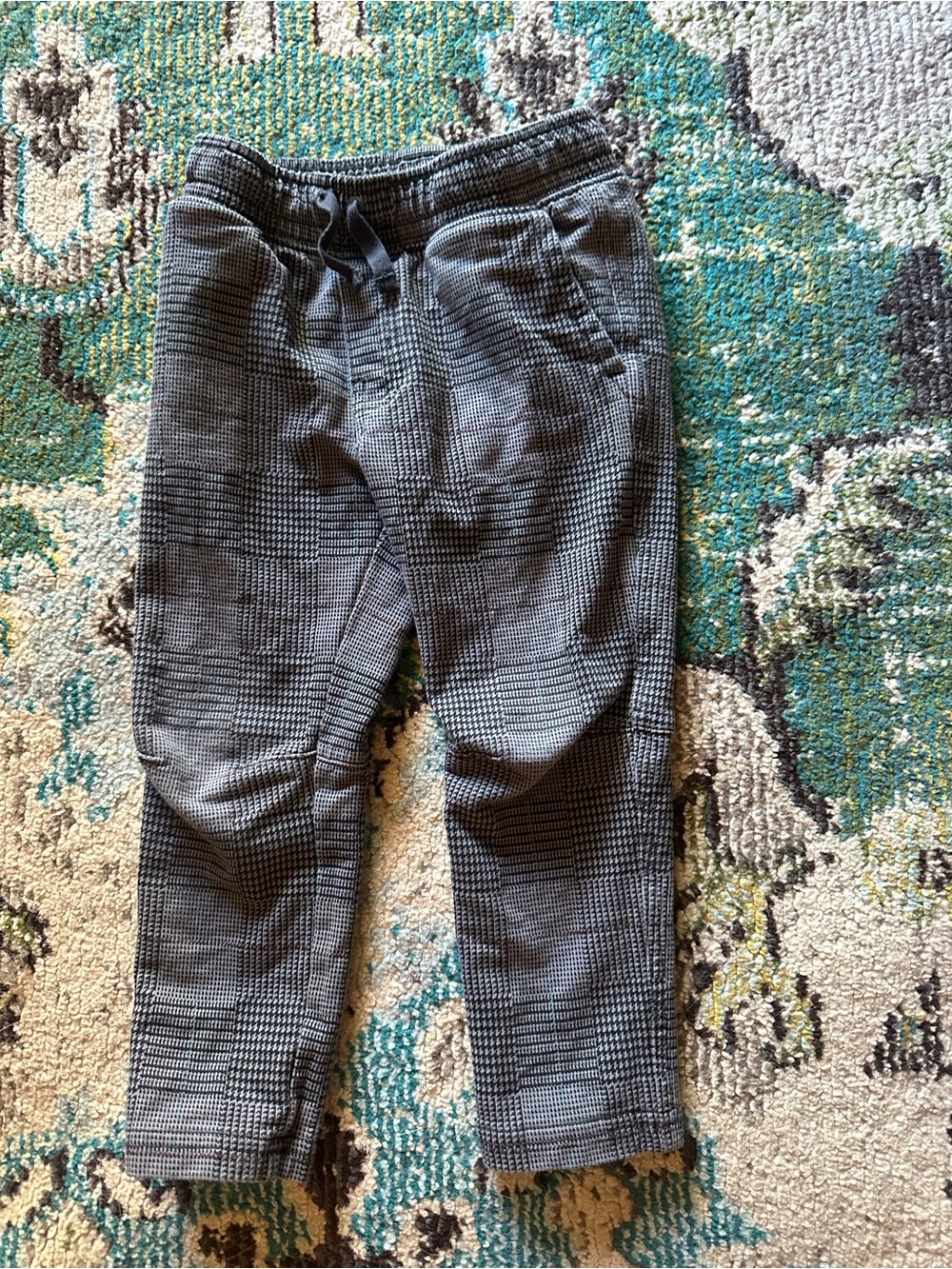 Tea Collection Black and Gray Checked Drawstring Pants